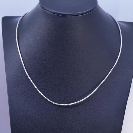 17" 2mm, vintage Milor Italy Sterling 925 silver twisted snake chain necklace