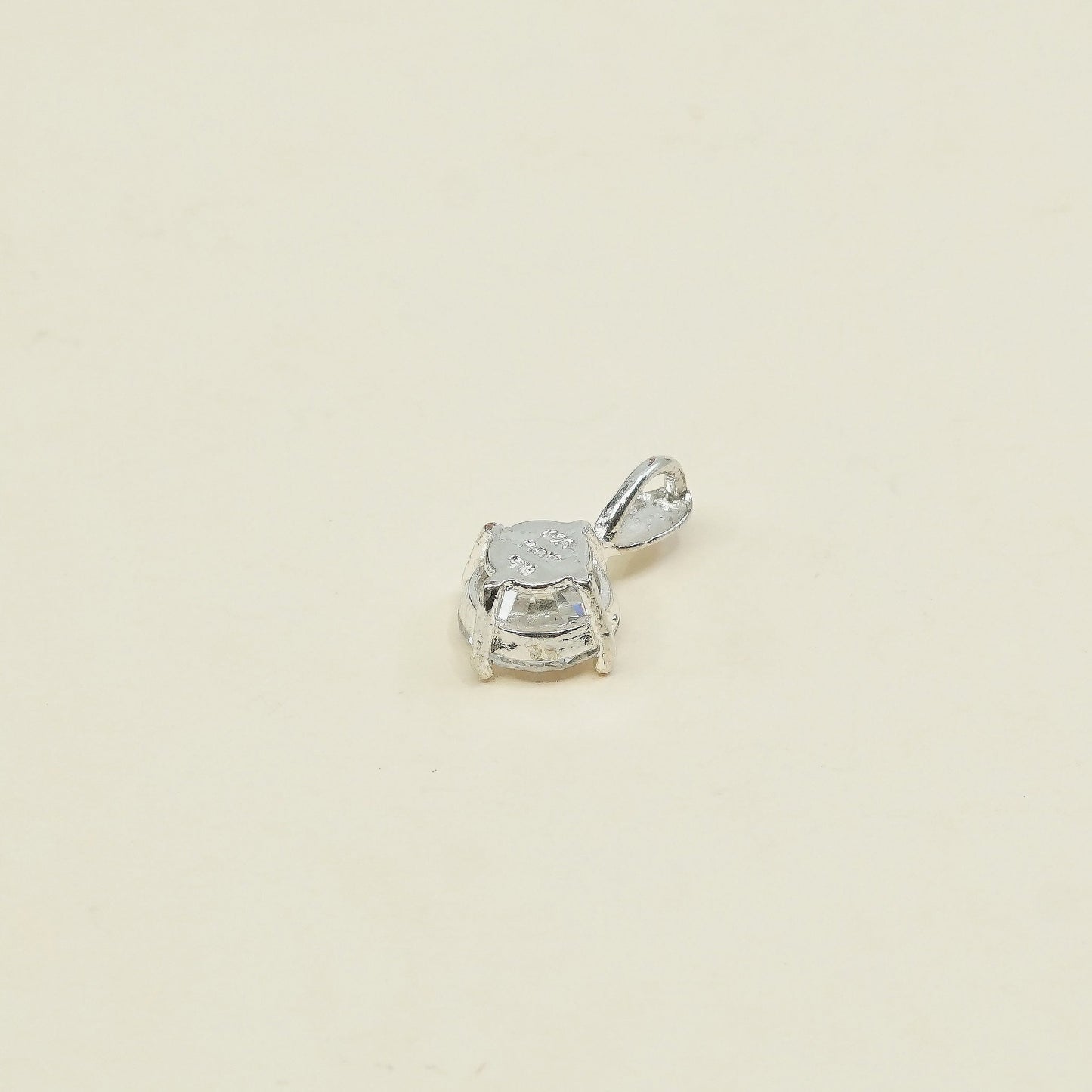 VTG sterling silver cz crystal pendant, 925 silver pendant, stamped 925