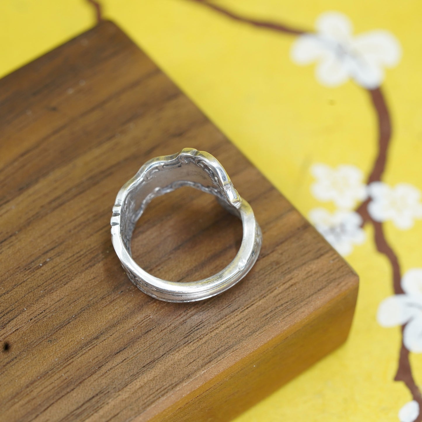 Size 8.5, vintage prelude Sterling silver handmade wrap band, 925 spoon ring