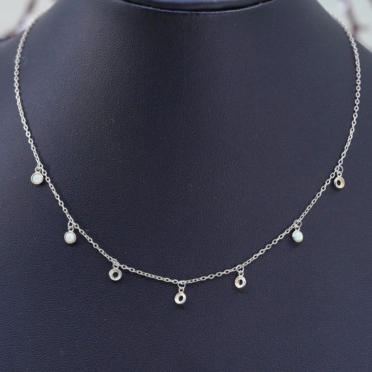 12+4”, Vintage vermeil gold over sterling silver circle chain necklace with cz