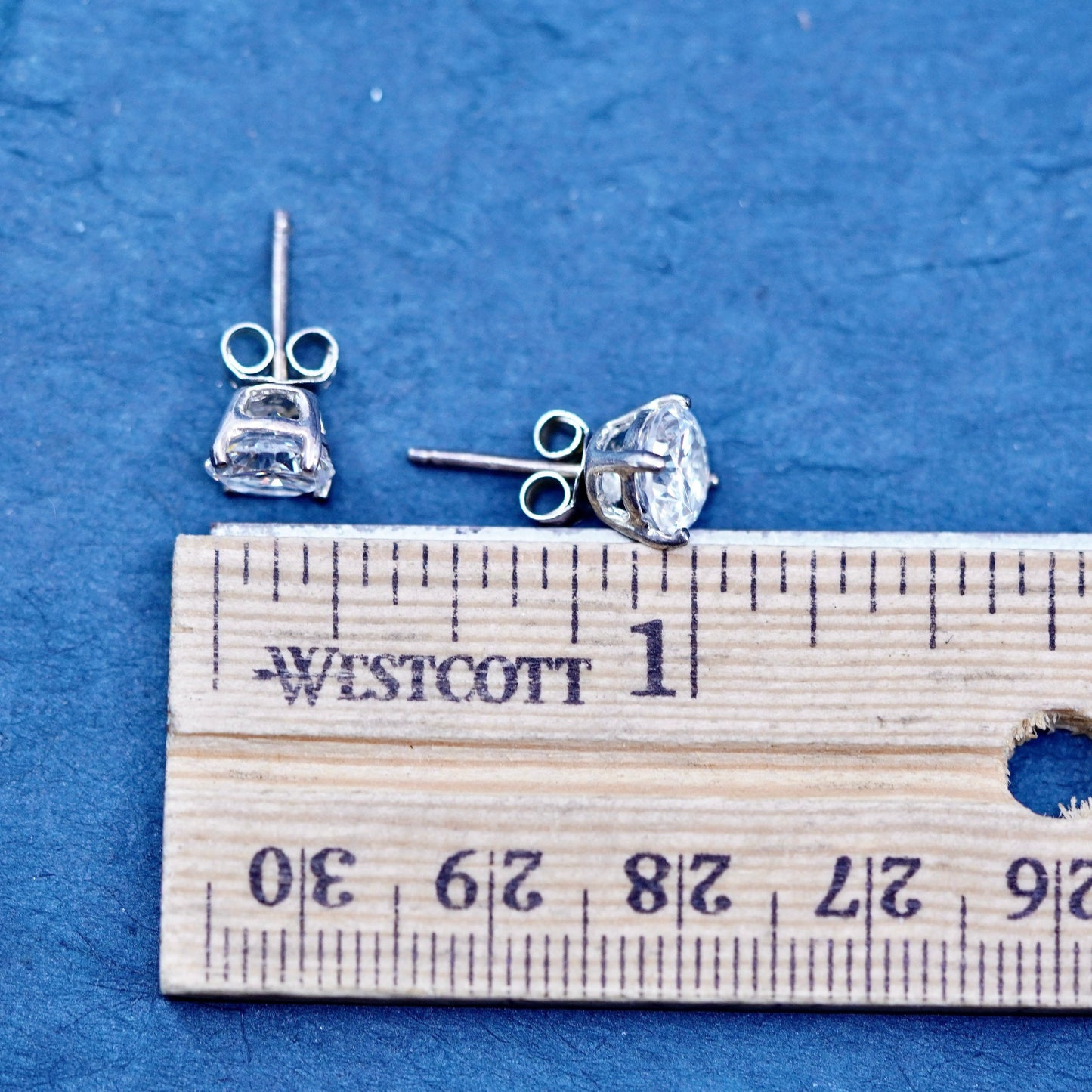 7mm, Sterling silver handmade earrings, 925 cz studs