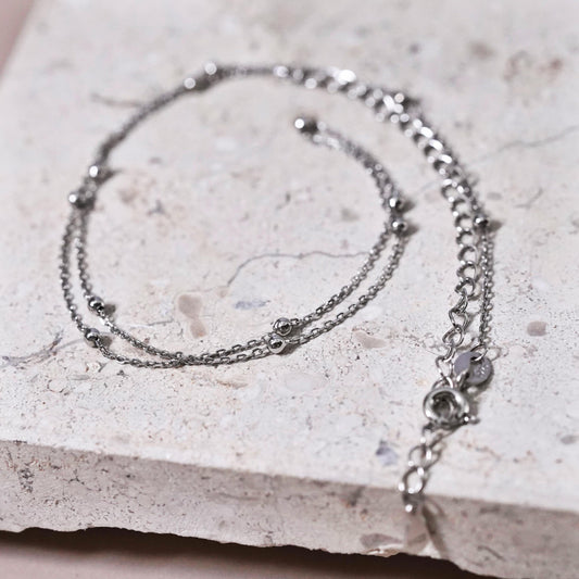 12+4”, 1mm, Vintage Sterling silver necklace, 925 bead chain