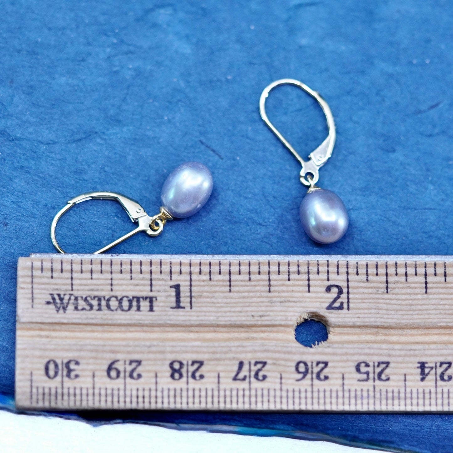 Vintage vermeil gold over Sterling silver handmade earrings with gray pearl