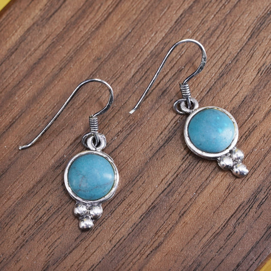 Vintage Sterling 925 silver handmade earrings with turquoise