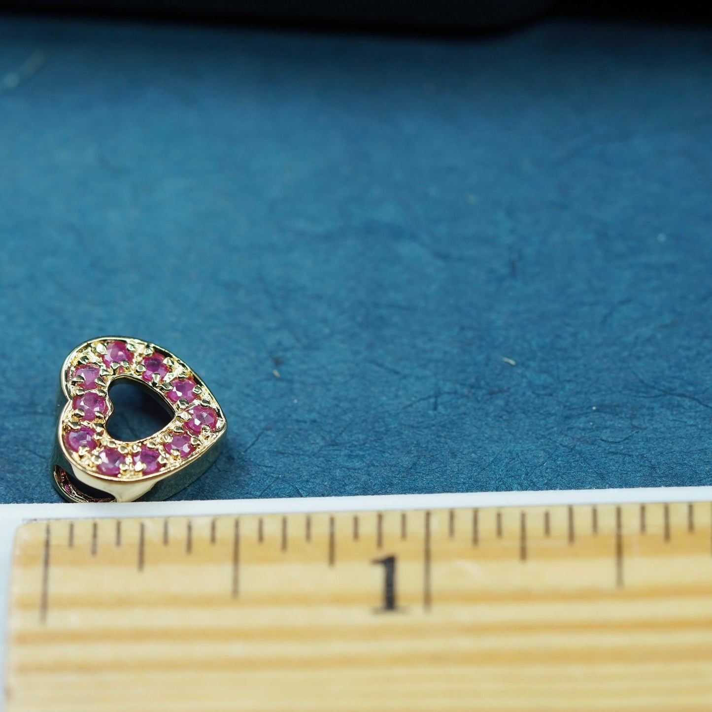 vermeil yellow gold over Sterling silver handmade pedant, 925 heart with ruby