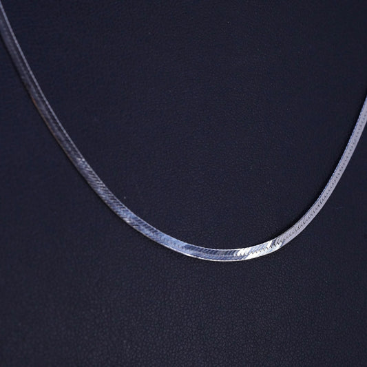 18” 2mm, Vintage Italian sterling silver necklace, 925 herringbone chain