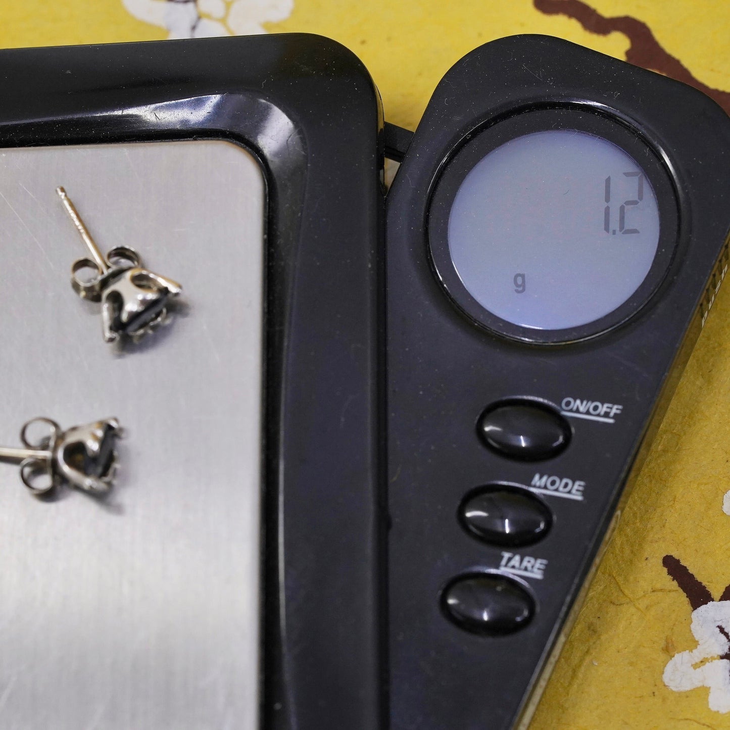 Vintage Sterling silver handmade earrings, 925 studs with sapphire