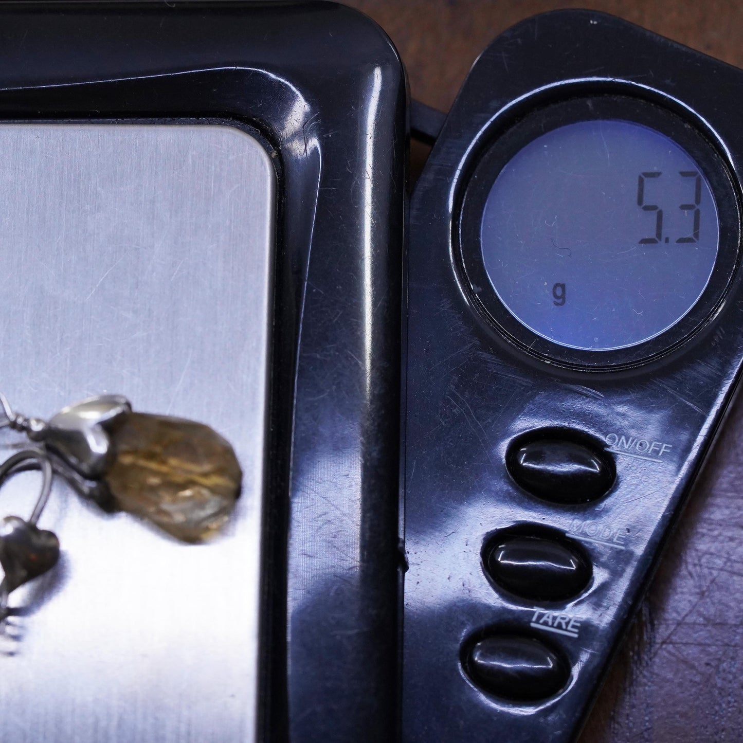 Vintage designer sterling 925 silver handmade heart earrings teardrop citrine