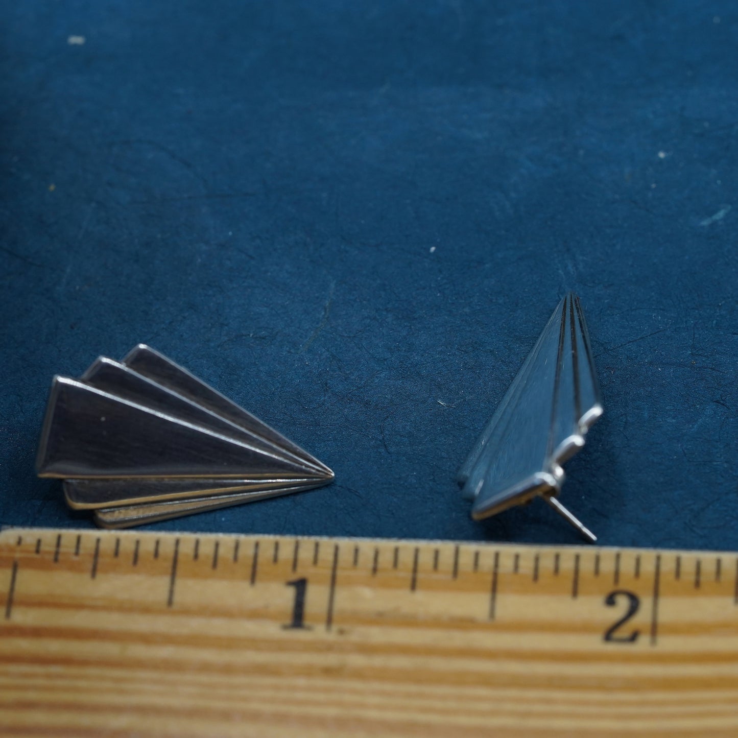 Vintage Sterling silver handmade earrings, solid 925 silver arrow studs