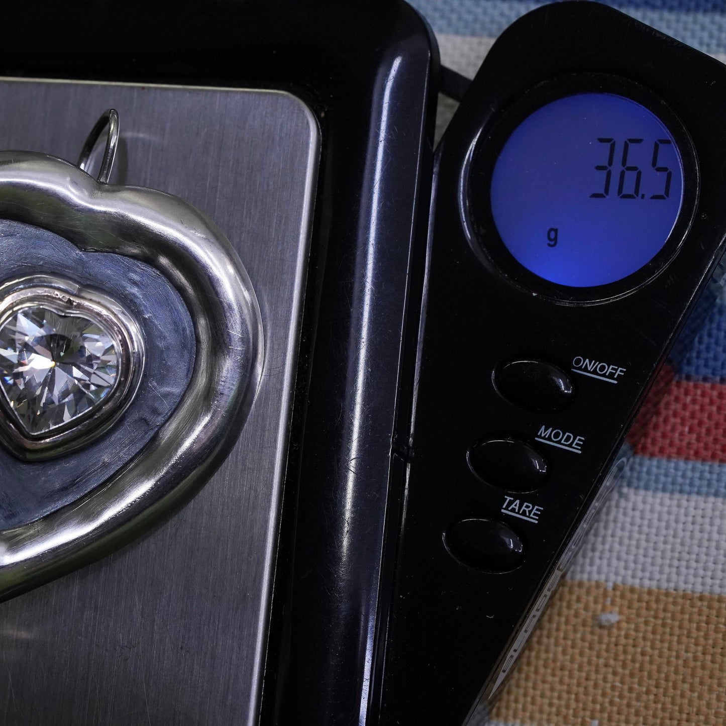 Vintage sterling silver handmade earrings, huge 925 silver heart with CZ