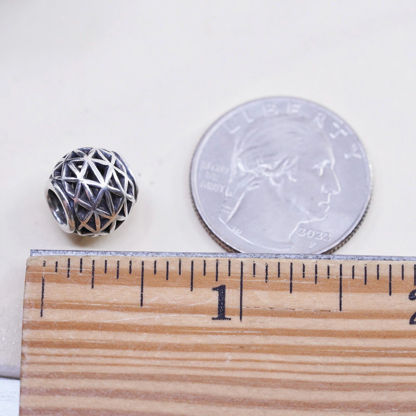 Vintage ALE Pandora sterling silver charm, 925 artisan filigree bead