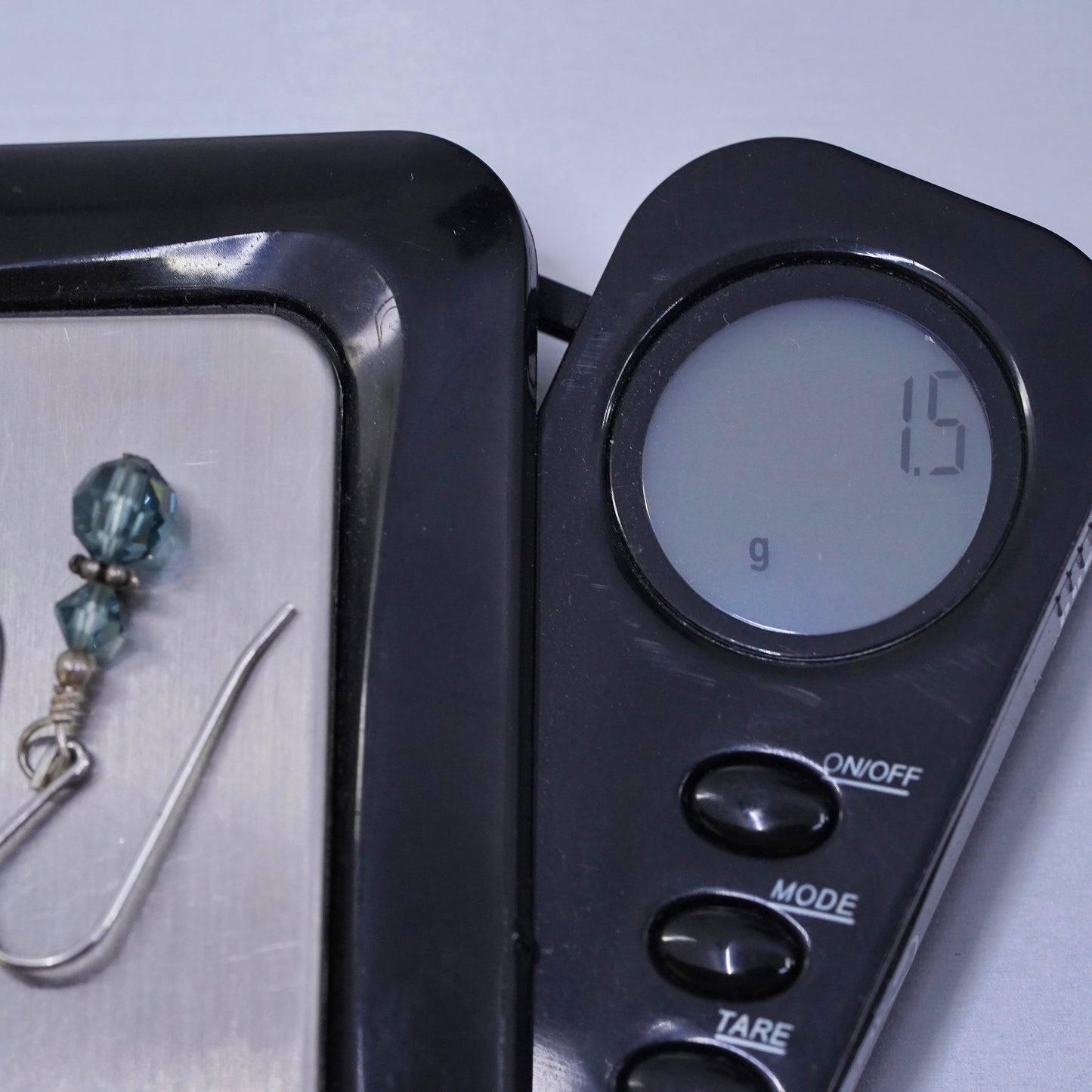 Vintage Sterling 925 silver earrings with blue crystal