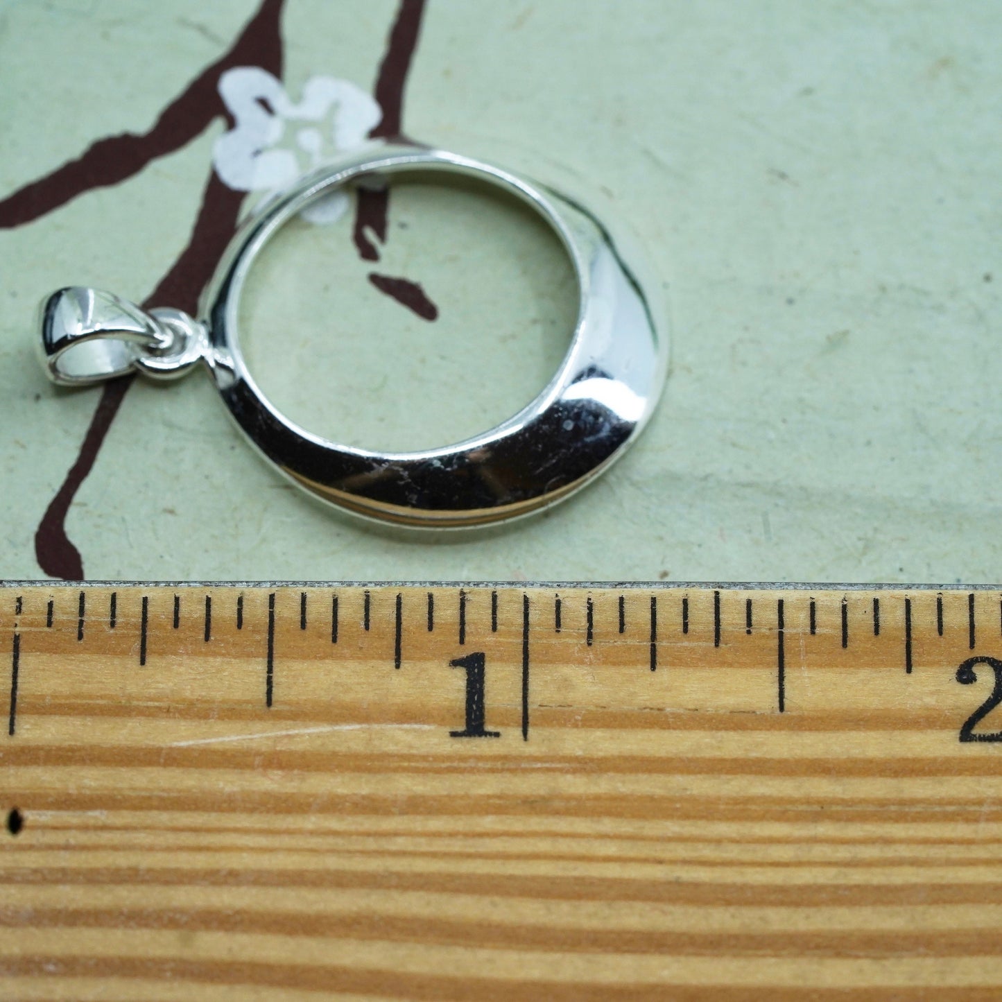 Vintage sterling silver handmade pendant, 925 circle charm