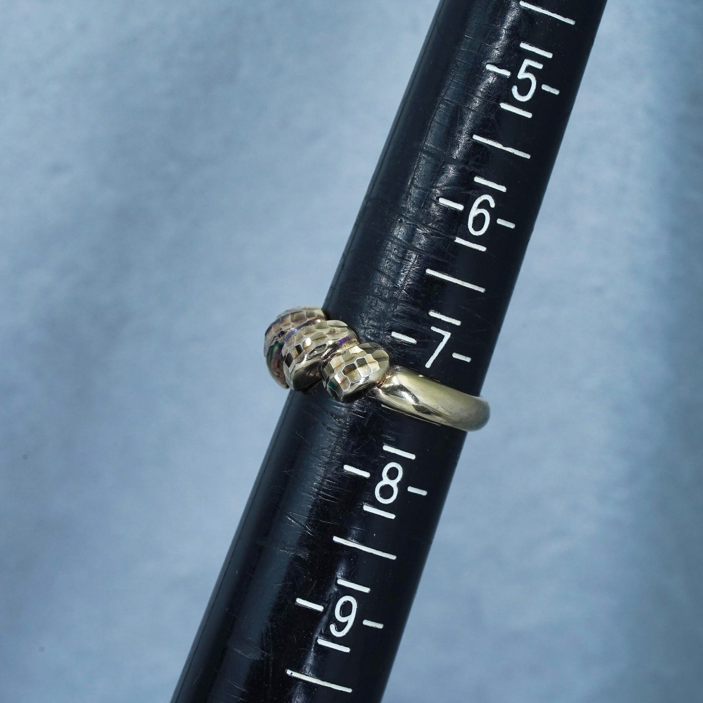 Size 7, vtg Italian Itaor vermeil gold filled Sterling 925 silver textured ring
