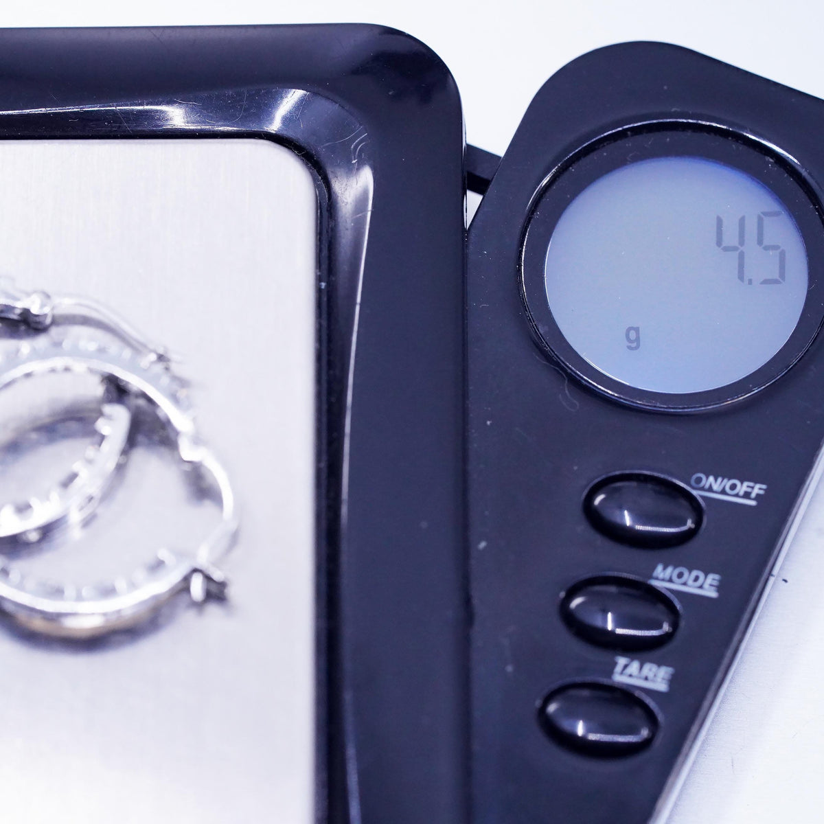 0.75", vintage Sterling silver handmade earrings, 925 Huggie hoops cluster CZ