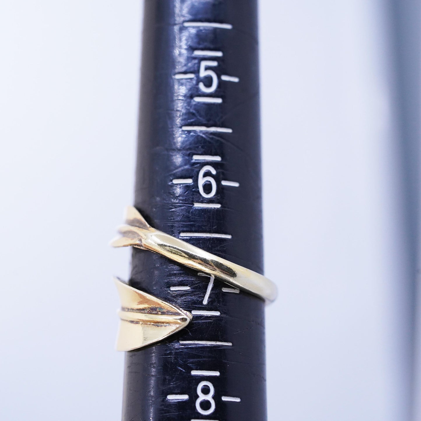 Size adjustable, Yellow Gold Plated sterling silver ring, 925 leaf wrap band