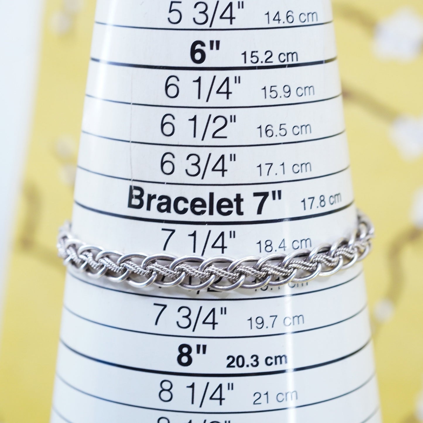 7.5”, Vintage Sterling silver braided woven wheat bracelet, Italy 925 bracelet