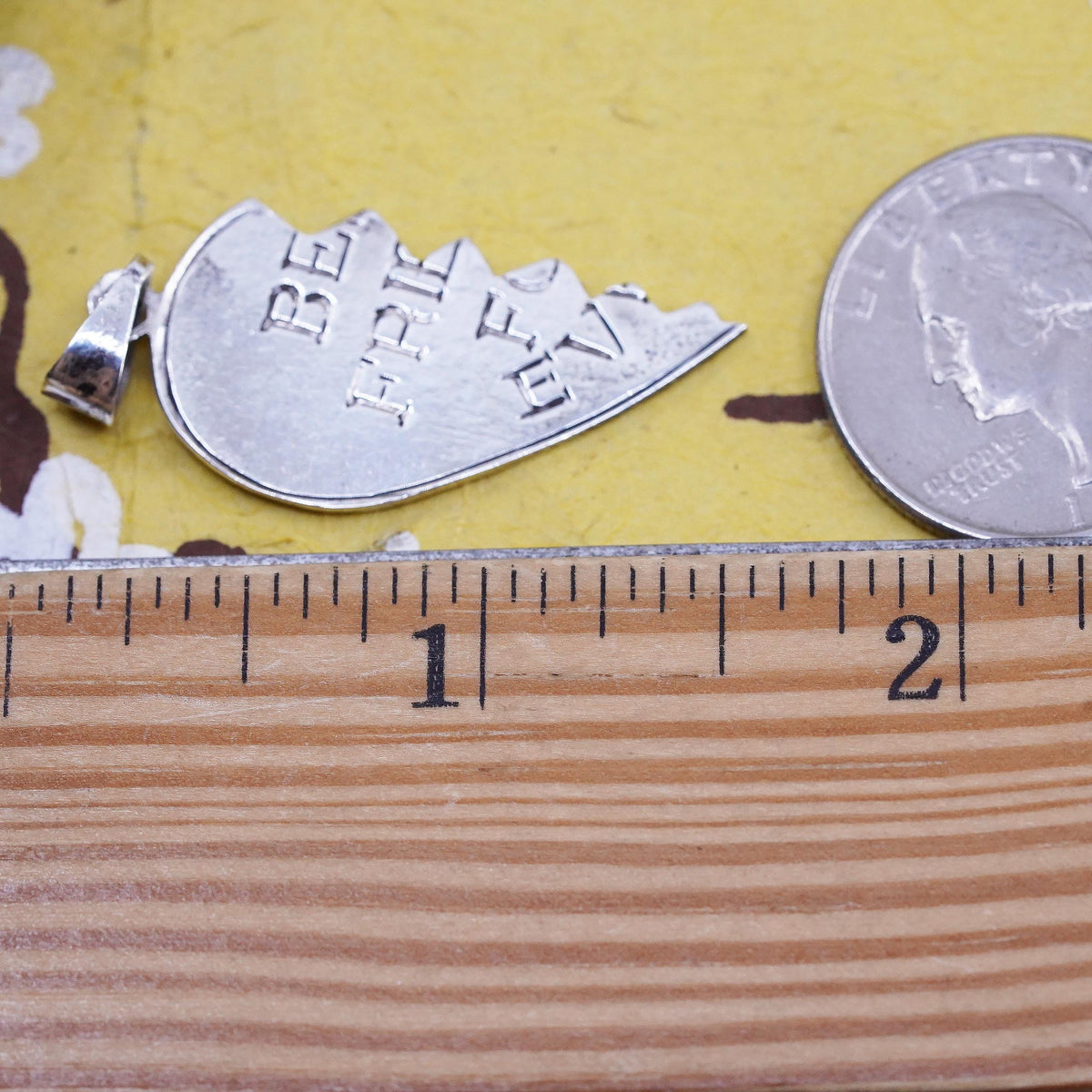 VTG Sterling silver charm, 925 left half heart tag, Best Friend Forever pendant