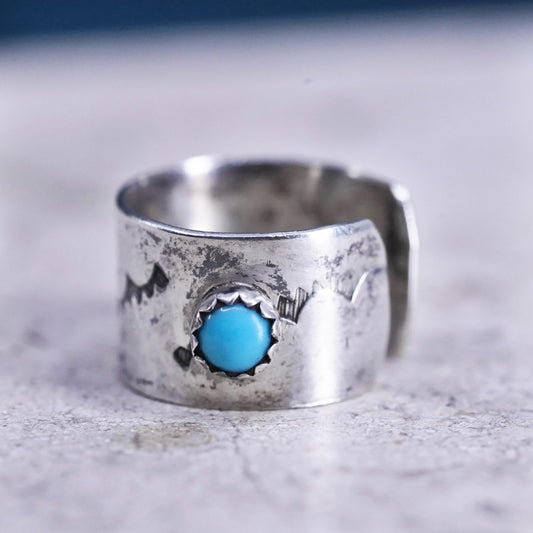 Vintage Native American Sterling 925 silver earrings, ear cuff with turquoise