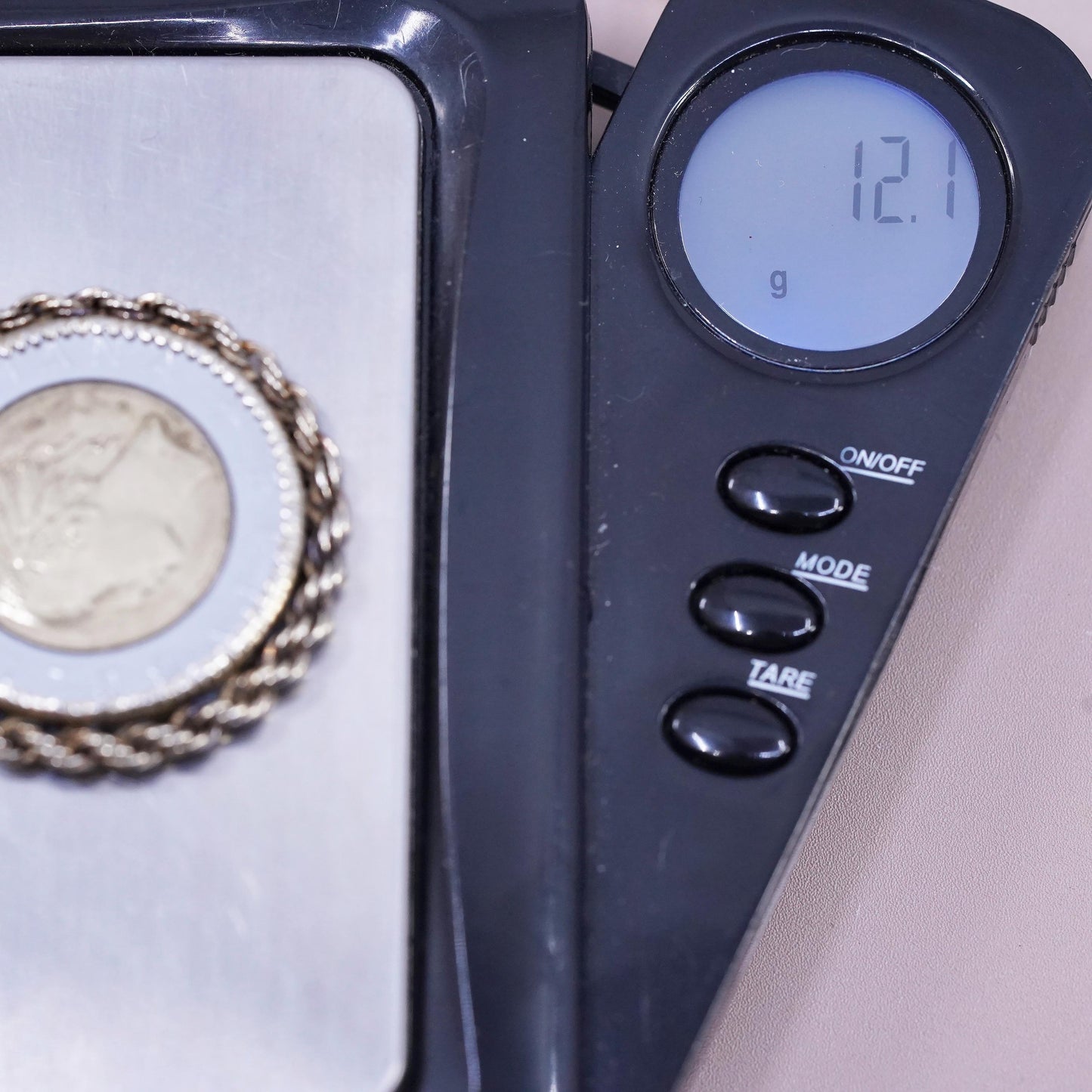 Italian 500 Lire Coin Charm Pendant sterling silver 925 case gold rope chain