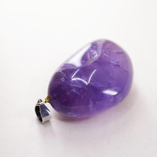 Vintage Sterling 925 silver handmade pendant with amethyst nugget