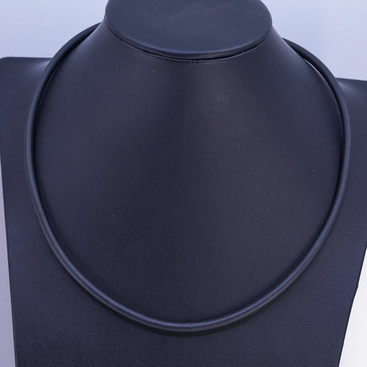 18" 4mm, vintage 925 Sterling Silver Handmade black rubber Necklace