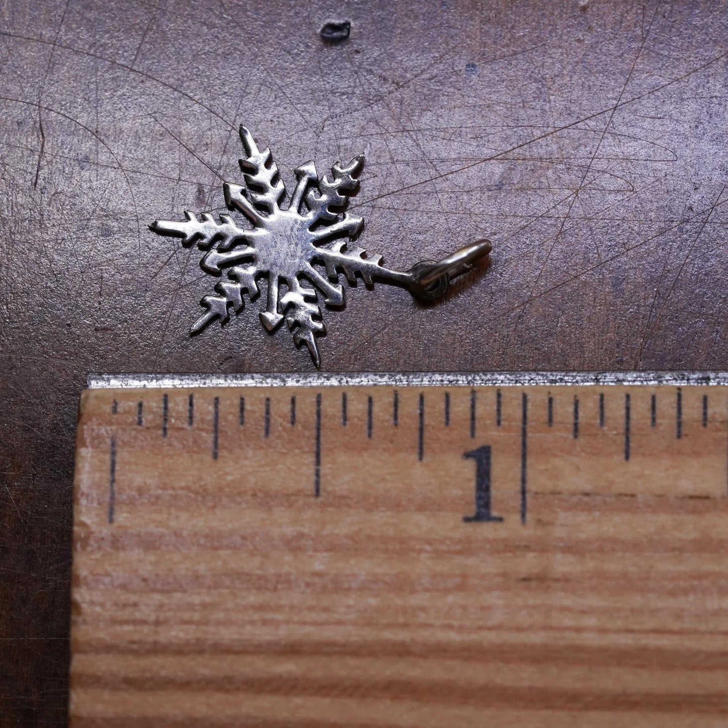 Vintage sterling 925 silver handmade snowflake charm pendant