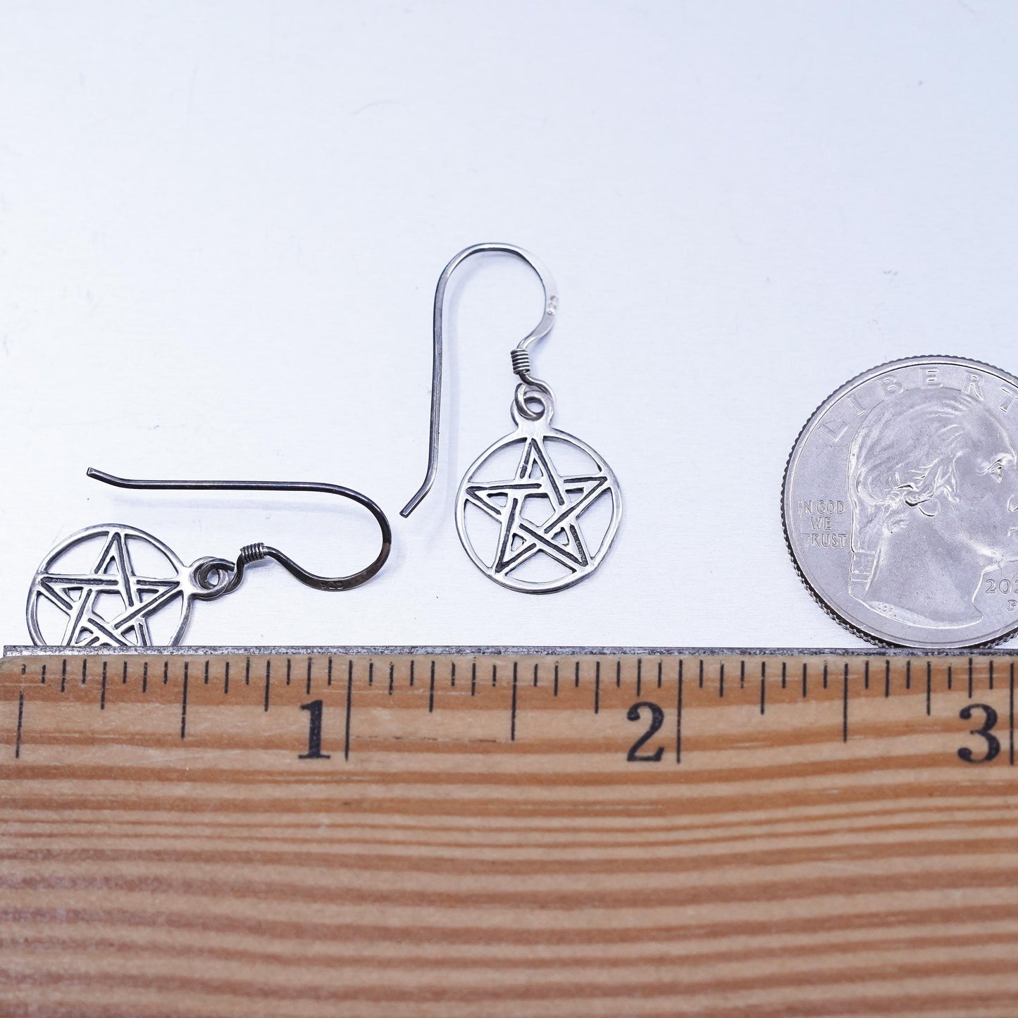 Vintae 925 Sterling Silver handmade Star Earrings, Dangles