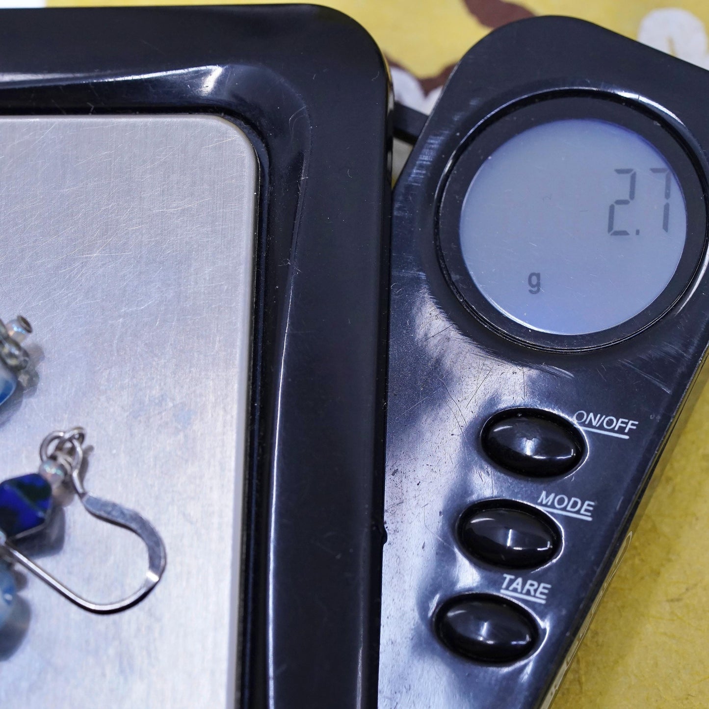 Vintage sterling 925 silver handmade earrings with lapis lazuli glass bead