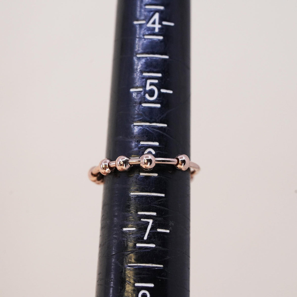 Size 6, vintage rose gold over sterling 925 silver handmade ring, bead band