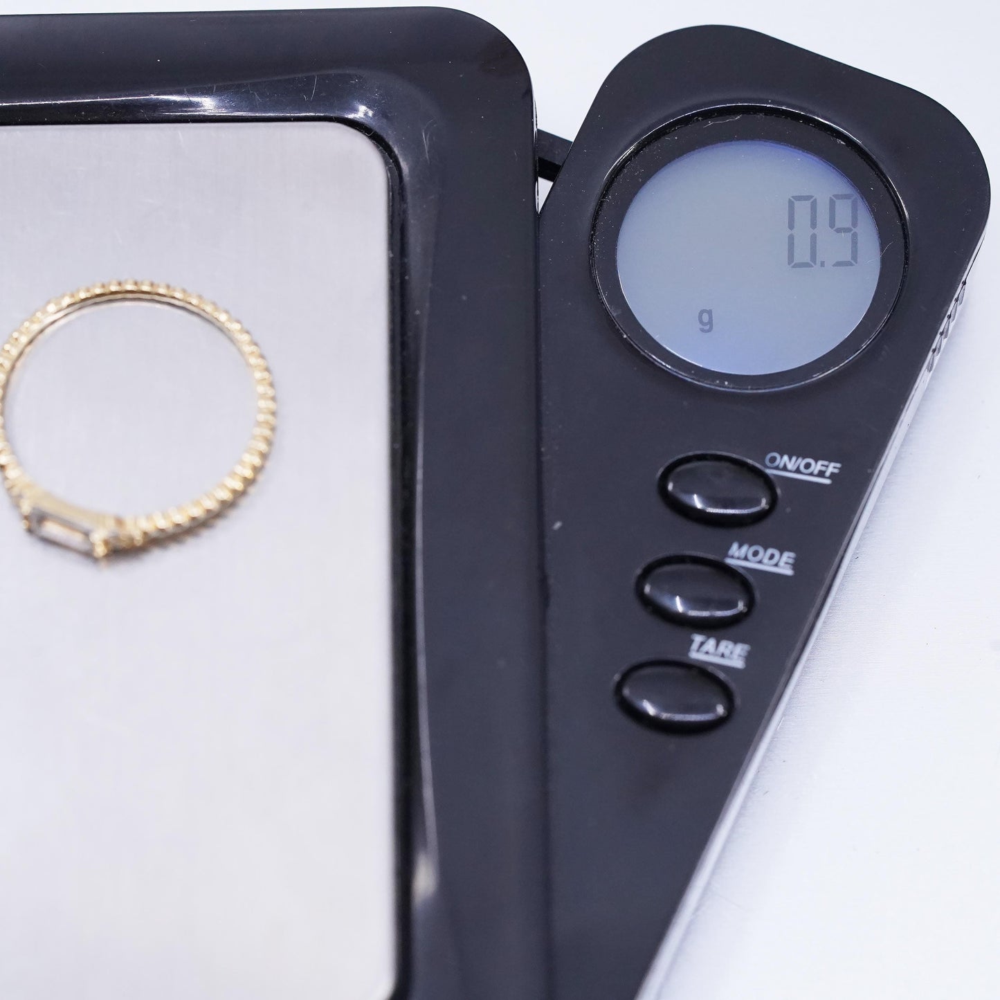 Size 8.25, vtg gold plated Sterling 925 silver stackable ring, cluster Cz band