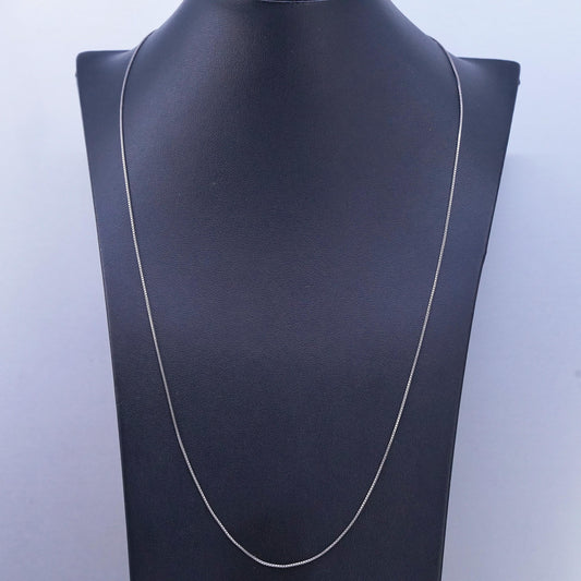 24", Vintage Italian sterling silver box chain, made in Italy silver necklace