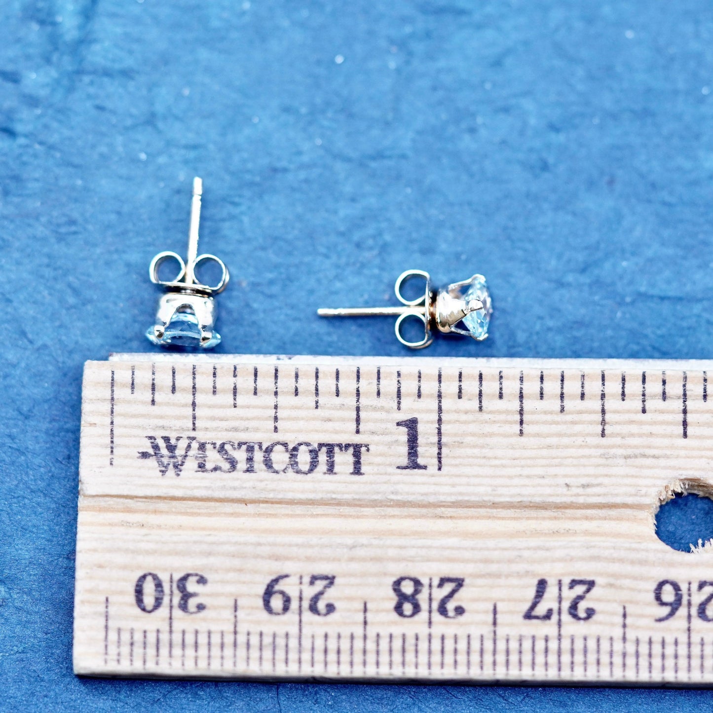 vermeil gold over Sterling silver handmade earrings, 925 studs with topaz