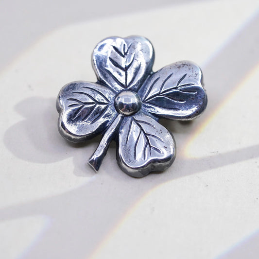 Vintage Lang sterling silver dogwood flower brooch, fine 925 silver pin