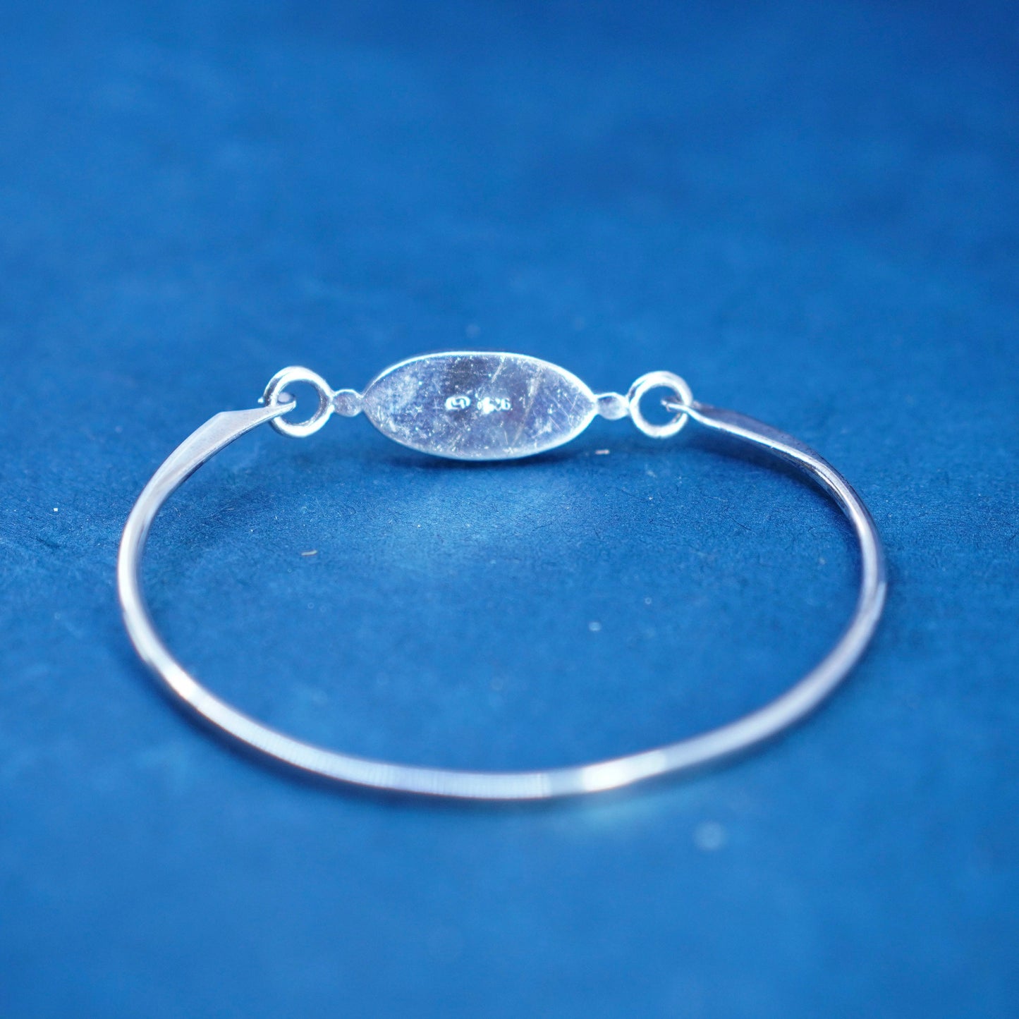 6”, Sterling silver handmade bracelet, 925 hinged bangle with mother of pearl