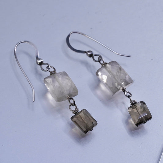 Vintage Sterling 925 silver handmade earrings with smoky quartz