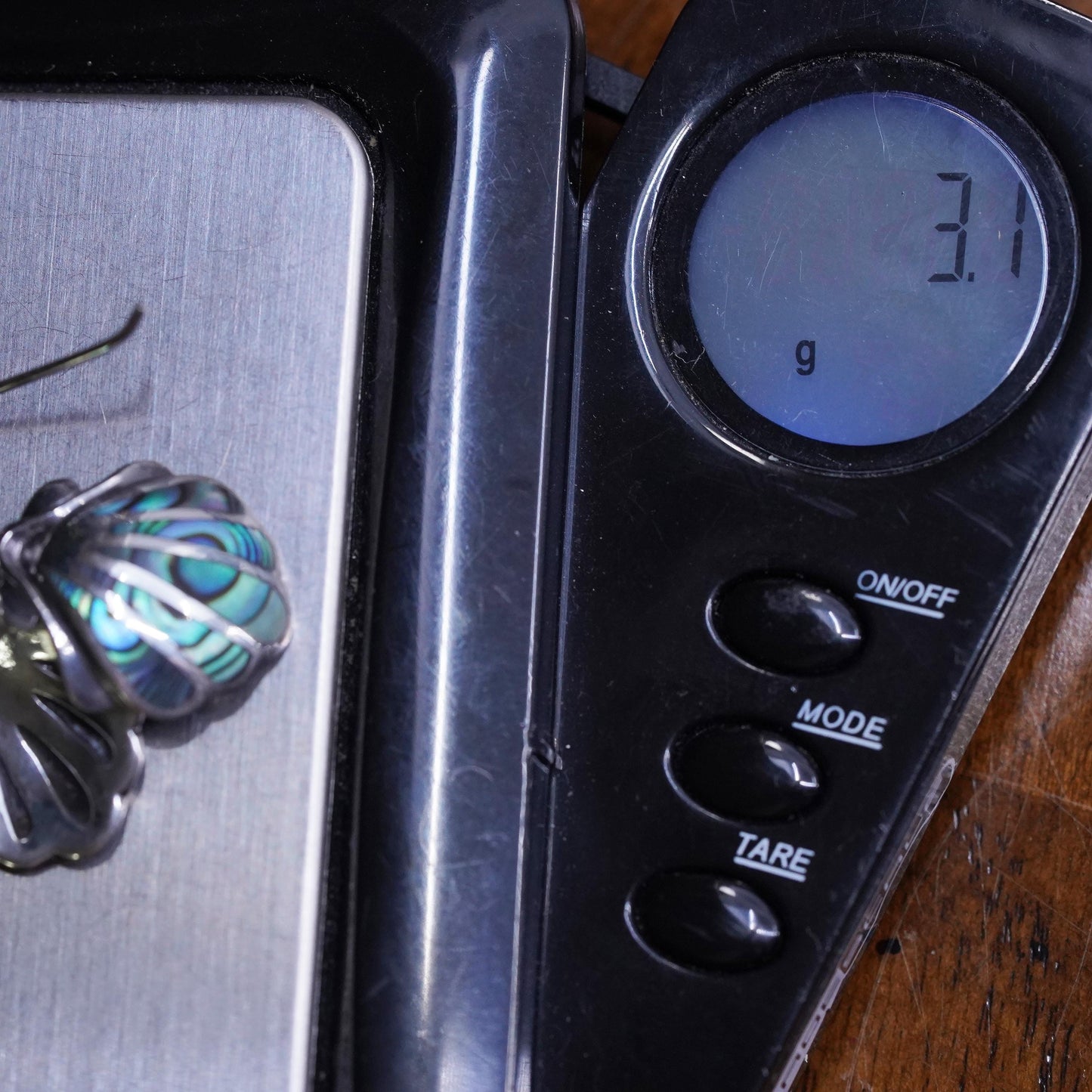 Vintage Sterling 925 silver handmade shell earrings with abalone inlay