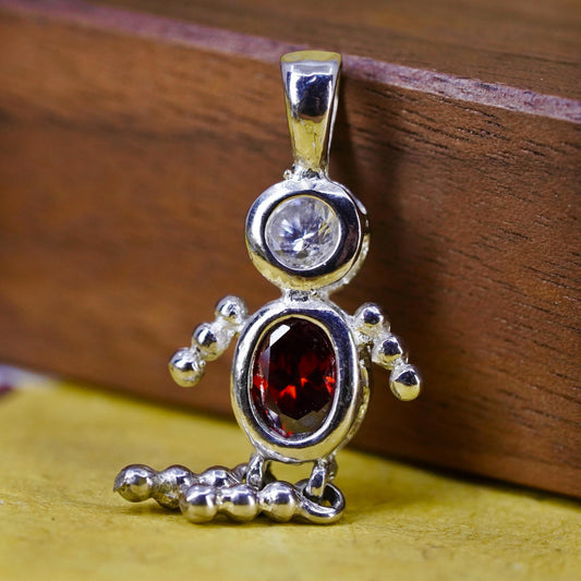 Vintage Sterling silver handmade pendant, 925 ruby boy