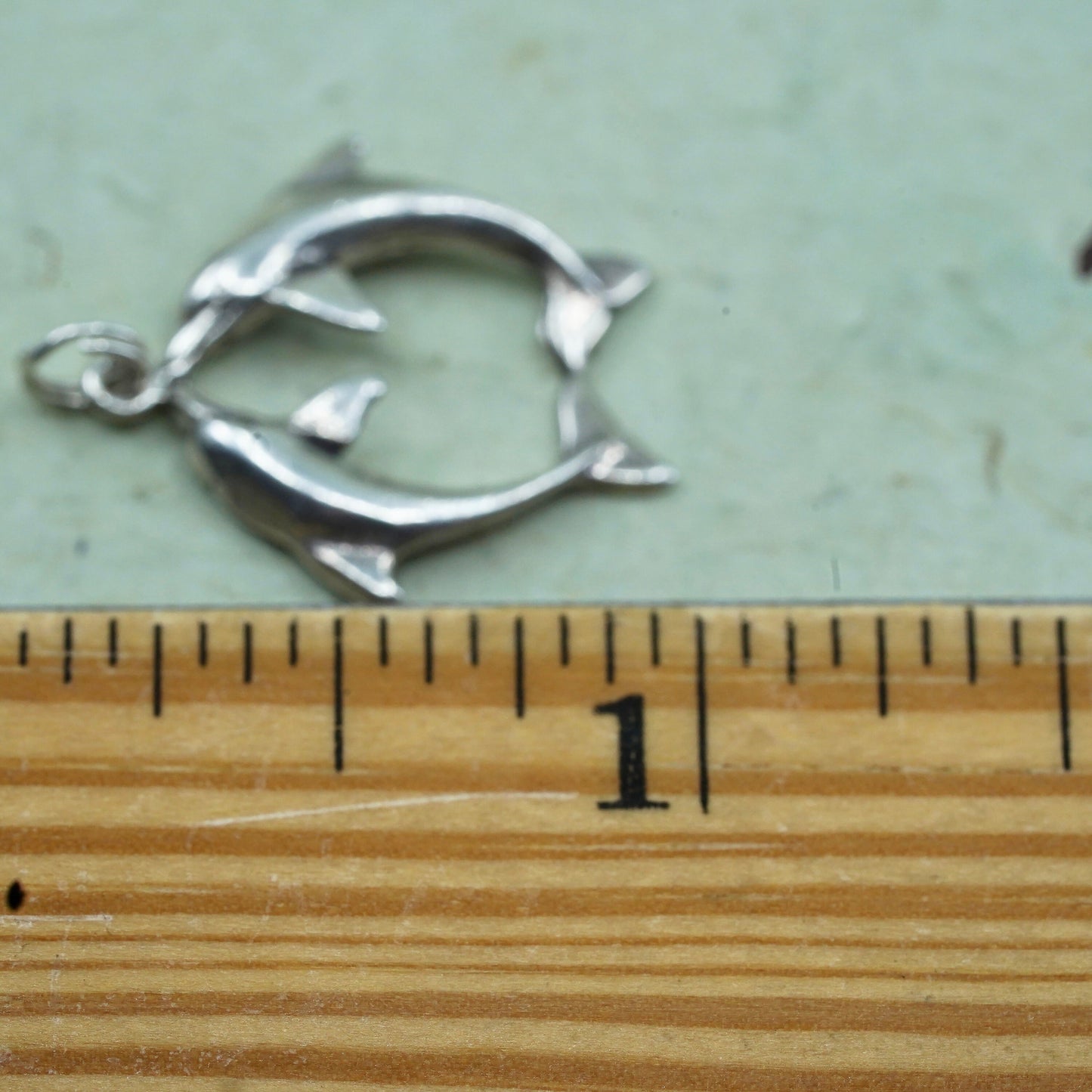 Vintage sterling silver dolphin pendant, 925 charm