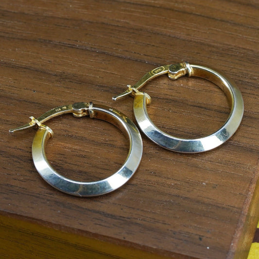 0.75”, Vintage vermeil gold over Sterling silver handmade earrings, 925 hoops