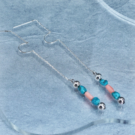 Vintage Native American Navajo sterling 925 silver handmade earrings turquoise