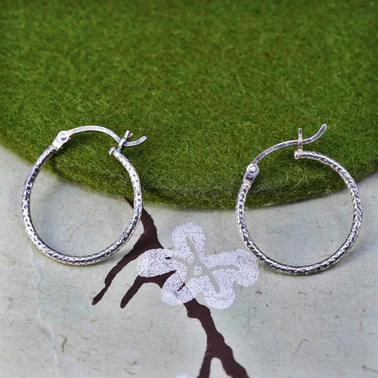 0.75", Vintage sterling silver loop earrings, fashion minimalist, 925 hoops