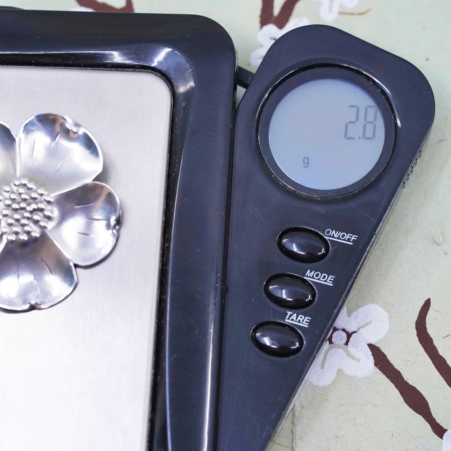 Vintage sterling silver dogwood flower shaped brooch, fine 925 silver brooch