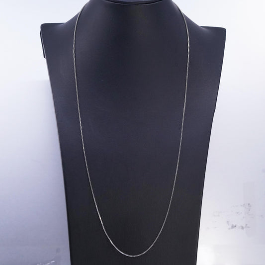 25" 1mm, Vintage sterling silver box chain, 925 silver necklace