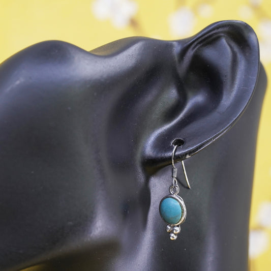 Vintage Sterling 925 silver handmade earrings with turquoise