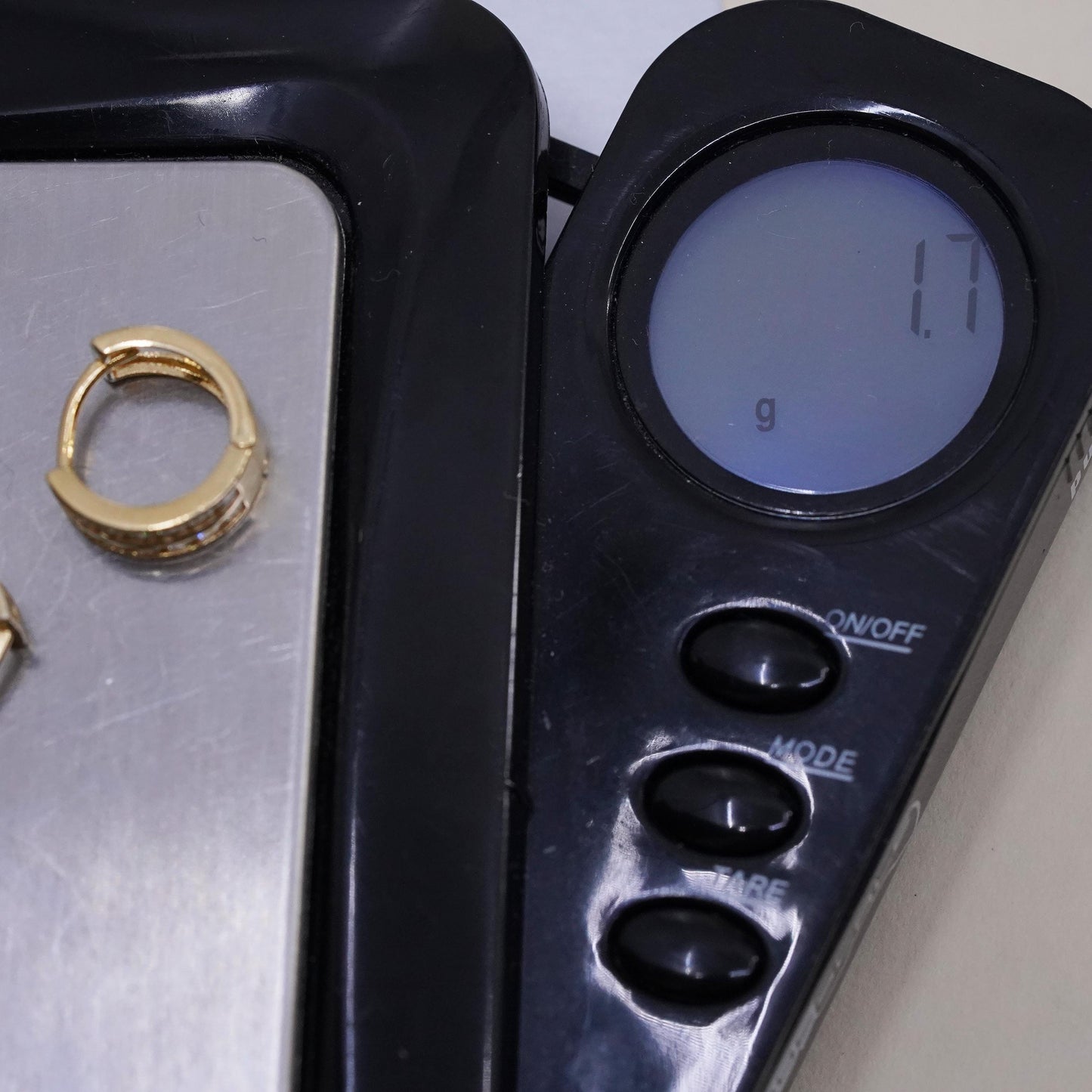 0.5”, Vintage vermeil gold over sterling silver earrings, 925 hoops, huggie cz