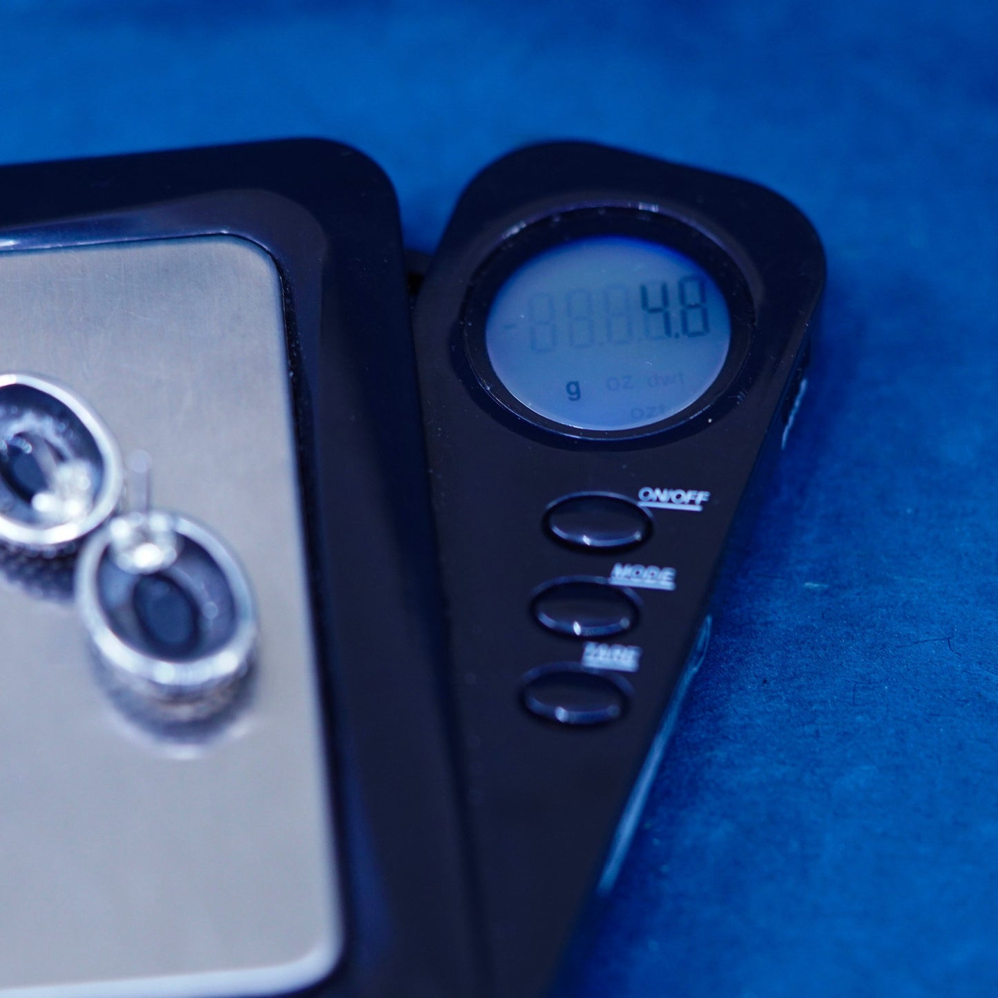 Vintage Sterling silver earrings, 925 oval studs with onyx