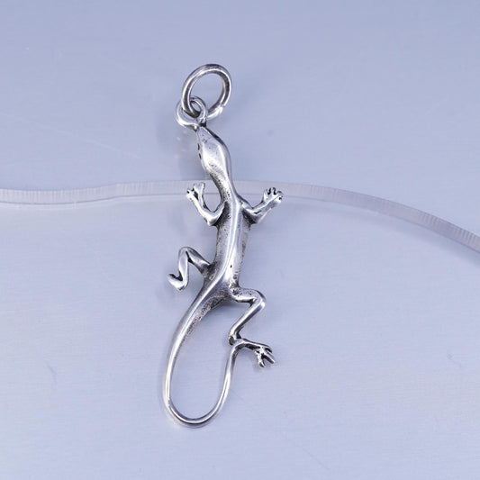 Vintage sterling 925 silver handmade lizard charm pendant