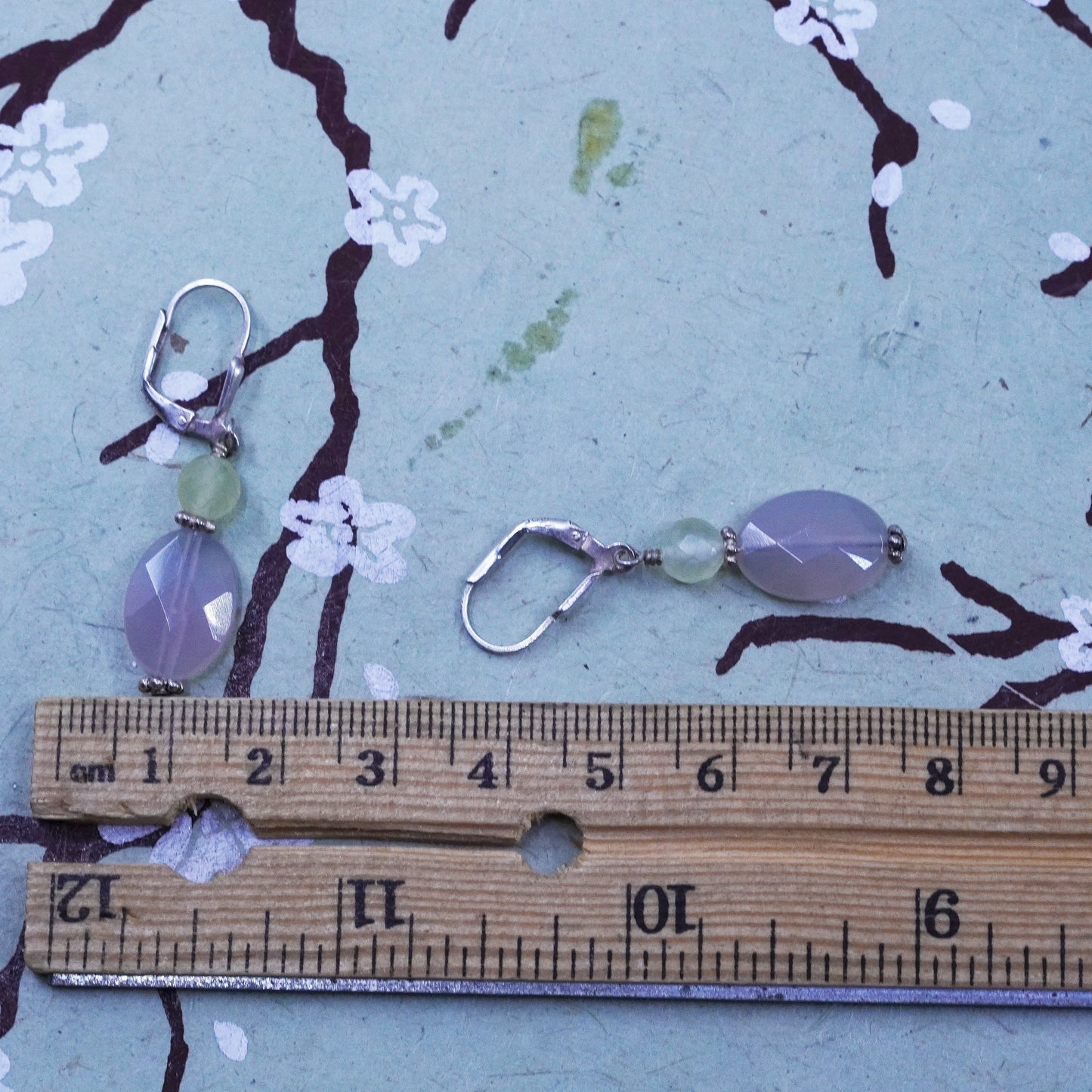 Vintage Sterling silver handmade earrings, citrine agate beads