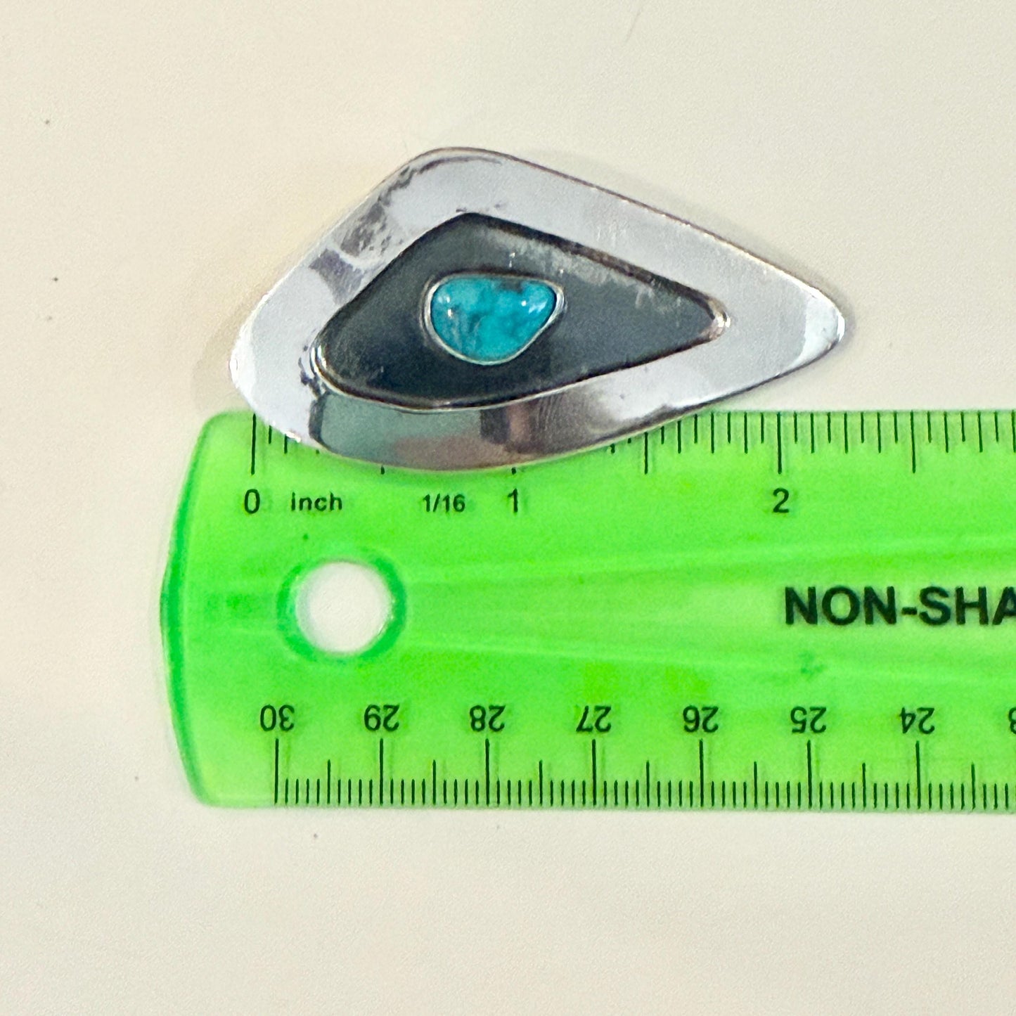 Vintage Native American Sterling 925 silver oxidized pendant brooch turquoise